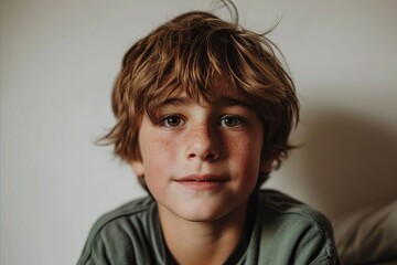 Wall Mural - Portrait of a young boy with freckles on his face