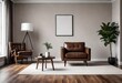Serene living space featuring a leather armchair, Rustic brown leather chair in a wooden-floored room, Vintage leather chair in a warmly lit room.