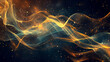 Lines and light on a dark background create a low bitrate scene in orange and gold.