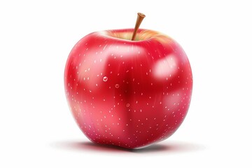 Wall Mural - Realistic 3D red apple fruit icon isolated on white background, digital illustration