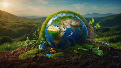 World environment and earth day concept with colorful eco friendly enviroment