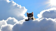 Adorable Kitten on the cloud, AI generated
