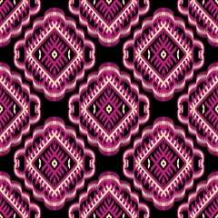 Canvas Print - backgroundIkat Flower Pattern Ethnic Geometric native tribal boho motif aztec textile fabric carpet mandalas African