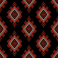 Canvas Print - backgroundIkat Flower Pattern Ethnic Geometric native tribal boho motif aztec textile fabric carpet mandalas African