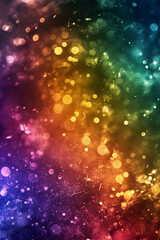 Rainbow sparks glitter background with bokeh lights