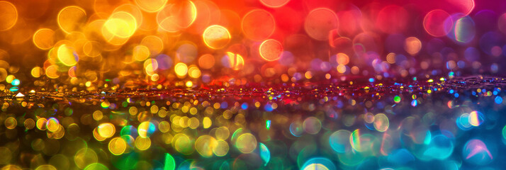 Canvas Print - Rainbow sparks glitter background with bokeh lights