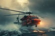 Rescue Helicopters Bravely Confront Stormy Skies,Embodying Hope and Unwavering Commitment to Assist in Times of Distress