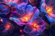 Illustration of colorful flowers glowing in the dark