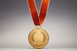 A gold medal, a prestigious and celebratory backdrop for sports or competition-related accomplishments