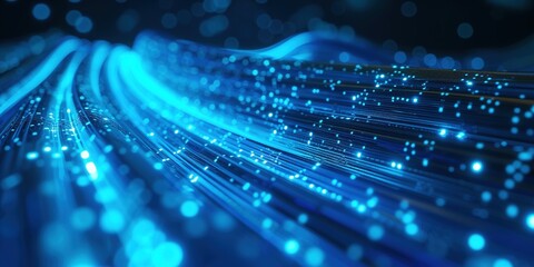 Poster - background with the image of information transmission through light data cables. high-speed internet