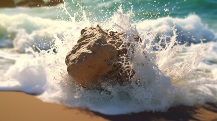 Canvas Print - Waves crash against the rocks on the Mediterranean coast