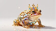 A frog wearing a gold crown and diamond decoration 12