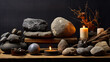 ancient stone massage with various size with candles