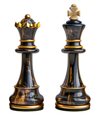 Chess King and queen isolated on transparent Background.