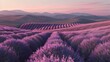 A panoramic view of rolling hills covered in rows of lavender capturing the essence of a peaceful countryside and reflecting the calming . .