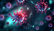 Detailed 3D illustration of viruses with spike proteins against a dark teal backdrop, highlighting infectious pathogens. Generative AI
