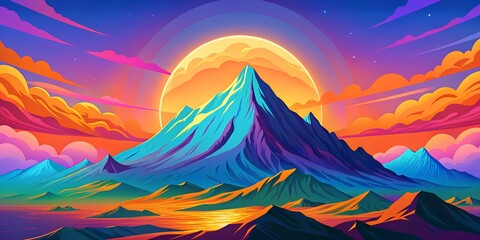 Wall Mural - sunset in the mountains