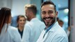 a group of dentists hanging out having fun, depth of field  