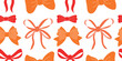 A creative arts product featuring a seamless pattern of orange and red bows, resembling flowers with amber petals on a white background