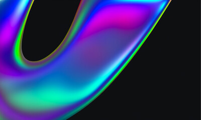 Wall Mural - abstract hologram smooth wave on black background