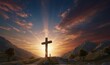 A cross when Jesus died with a beautiful background 3D