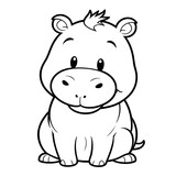 Fototapeta Pokój dzieciecy - a cartoon hippopotamus with long hair