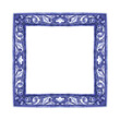 Vector decorative pattern in navy Blue and White design with frame or border. Baroque Vector mosaic. 
