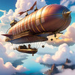Sky-bound Balloon and Airship Travel Illustration