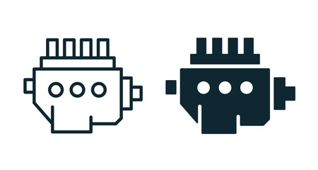 High pressure fuel pump icons on white background. Vector illustration.