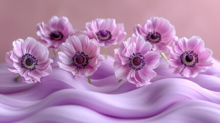 Poster -   A detailed image of a cake with pink blossoms atop a layer of frosting