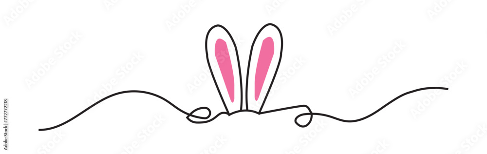 Easter bunny ears banner in black and pink scribble style hand drawn ...
