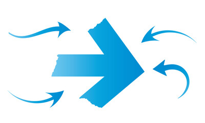 Blue arrows clean fresh air flow collection. Flat style curved arrow icon vector isolated. different kinds of arrow symbol indicator. for your apps, websites and UI or UX design & projects. 2