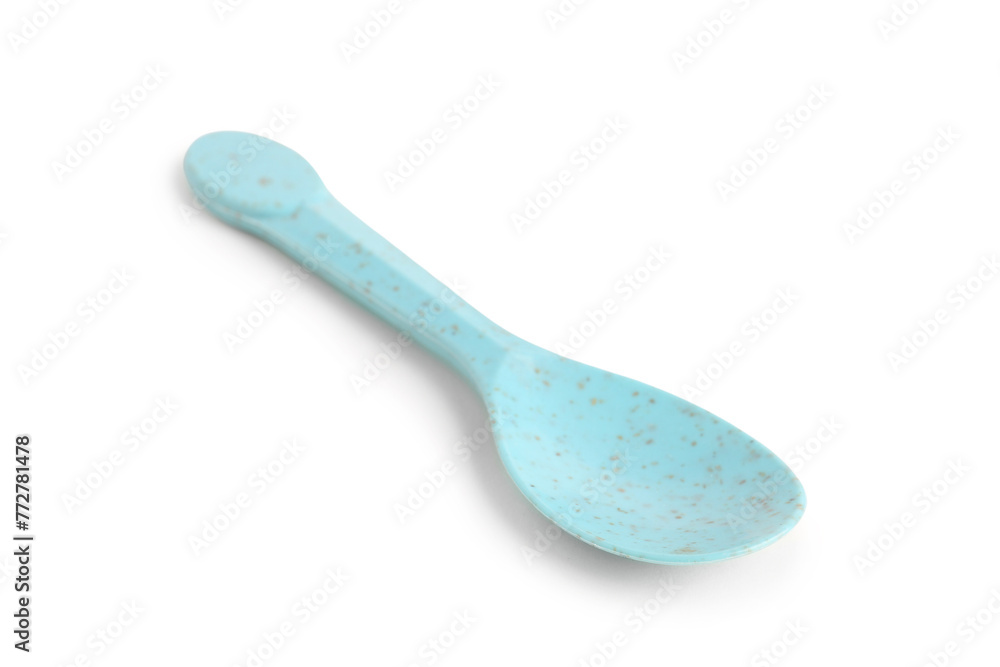 Blue spoon isolated on white background. Children's Day celebration