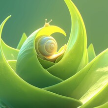 Abstract Background With Snail And Green Leaves