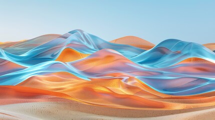 Wall Mural - A desert where sand dunes transform into waves of liquid glass