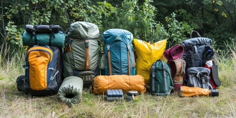 An image of Camping concept with camping equipment