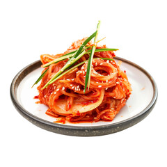 Transparent Kimci korean food on white plate