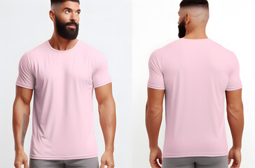 Wall Mural - Mockup of a pink t-shirt on a white background