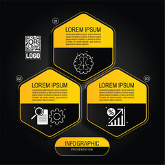 Wall Mural - black and yellow bussiness infographic presentations, dynamic layouts, data visualization, reports, 