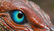 Close-up of the colorful eye of a reptile colorful background