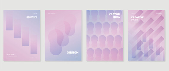 Abstract gradient background vector set. Minimalist style cover template with vibrant perspective 3d geometric prism shapes collection. Ideal design for social media, poster, cover, banner, flyer.