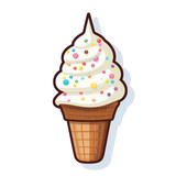 Fototapeta Zwierzęta - Sticker of an ice cream cone with sprinkles on a transparent background