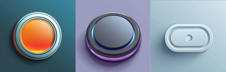 Set of 3D buttons
