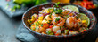 Authentic Peruvian ceviche dish with fresh seafood and maize