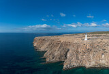 Fototapeta  - aerial view of Cap de Barbaria and the landmark lighthouse on Formentera Island