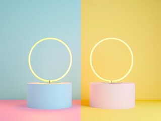 a two round objects with a light in the middle