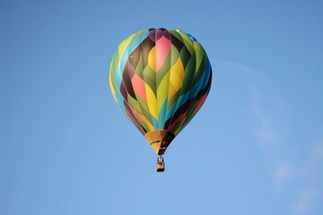 colorful balloon rising against clear blue sky background