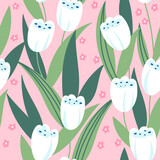 Fototapeta Pokój dzieciecy - Floral seamless pattern with tulips