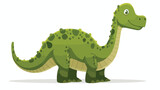 Fototapeta Dinusie - Cartoon green dinosaur on white background Flat vector