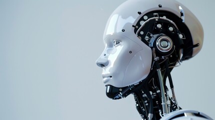 Aufkleber - White Robot With Black Face and Head